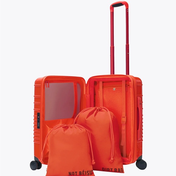 BEIS The Carry-On Roller in Glossy Flame NWT - Picture 7 of 10